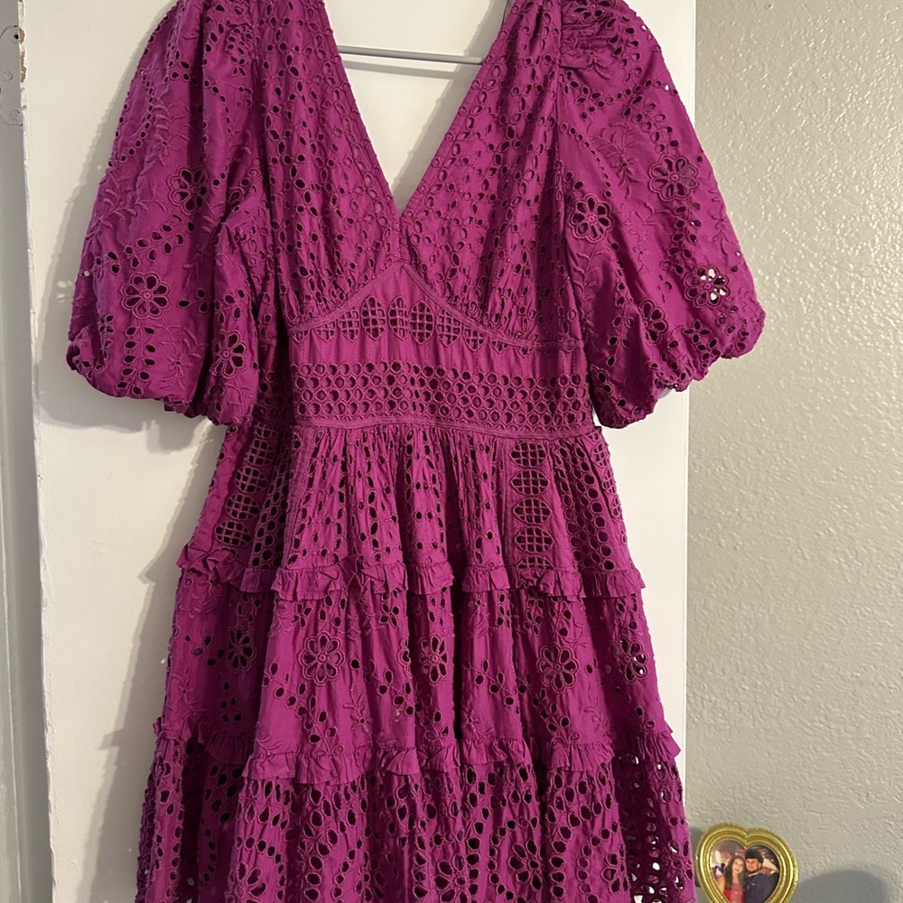 Elegant Magenta Lace Dress